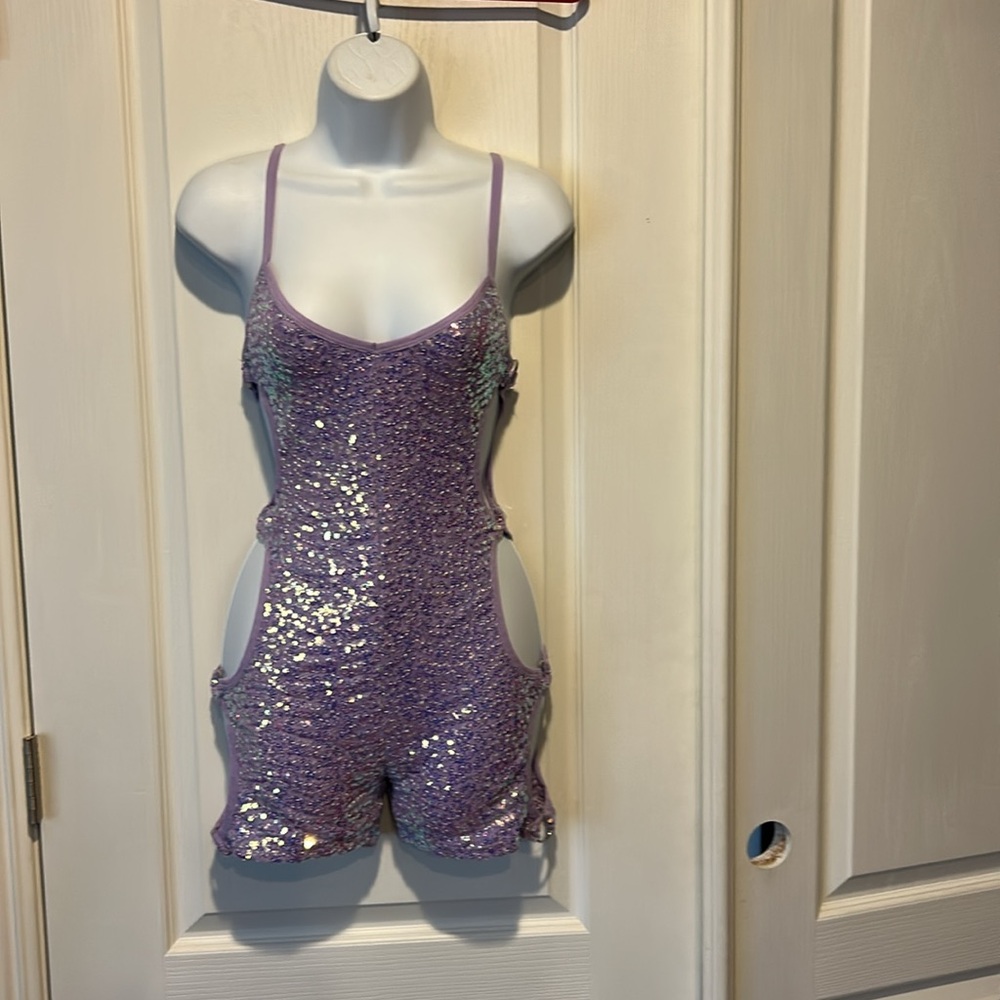 Dolls Kill Club EXX lavender colored romper medium new with tag